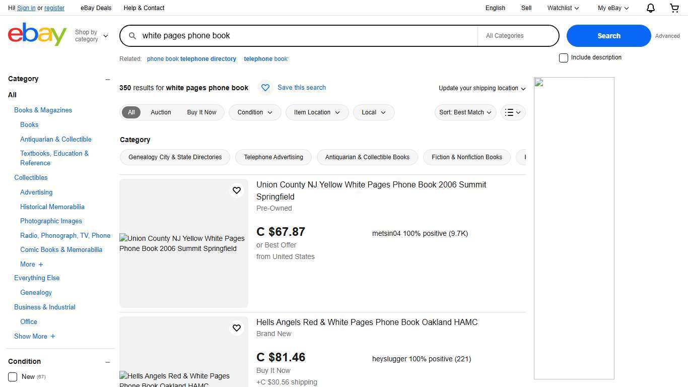 White Pages Phone Book for sale eBay